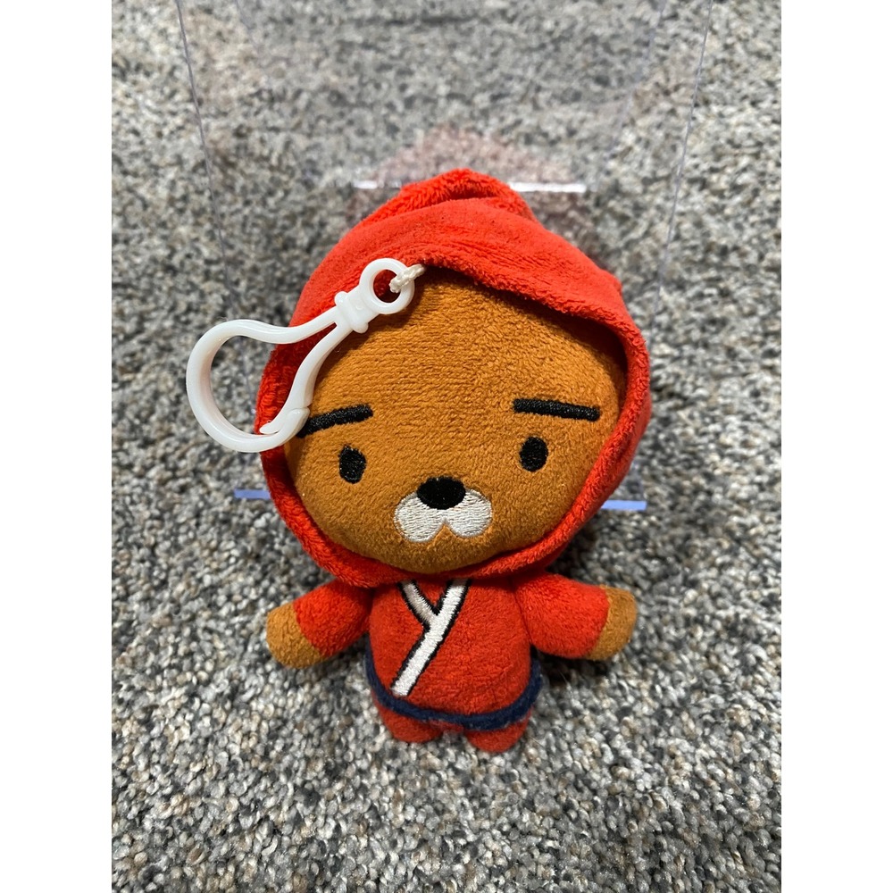 Kakao Friends Ryan Lion Plush Keychain Red Hooded Ninja Martial Arts Charm